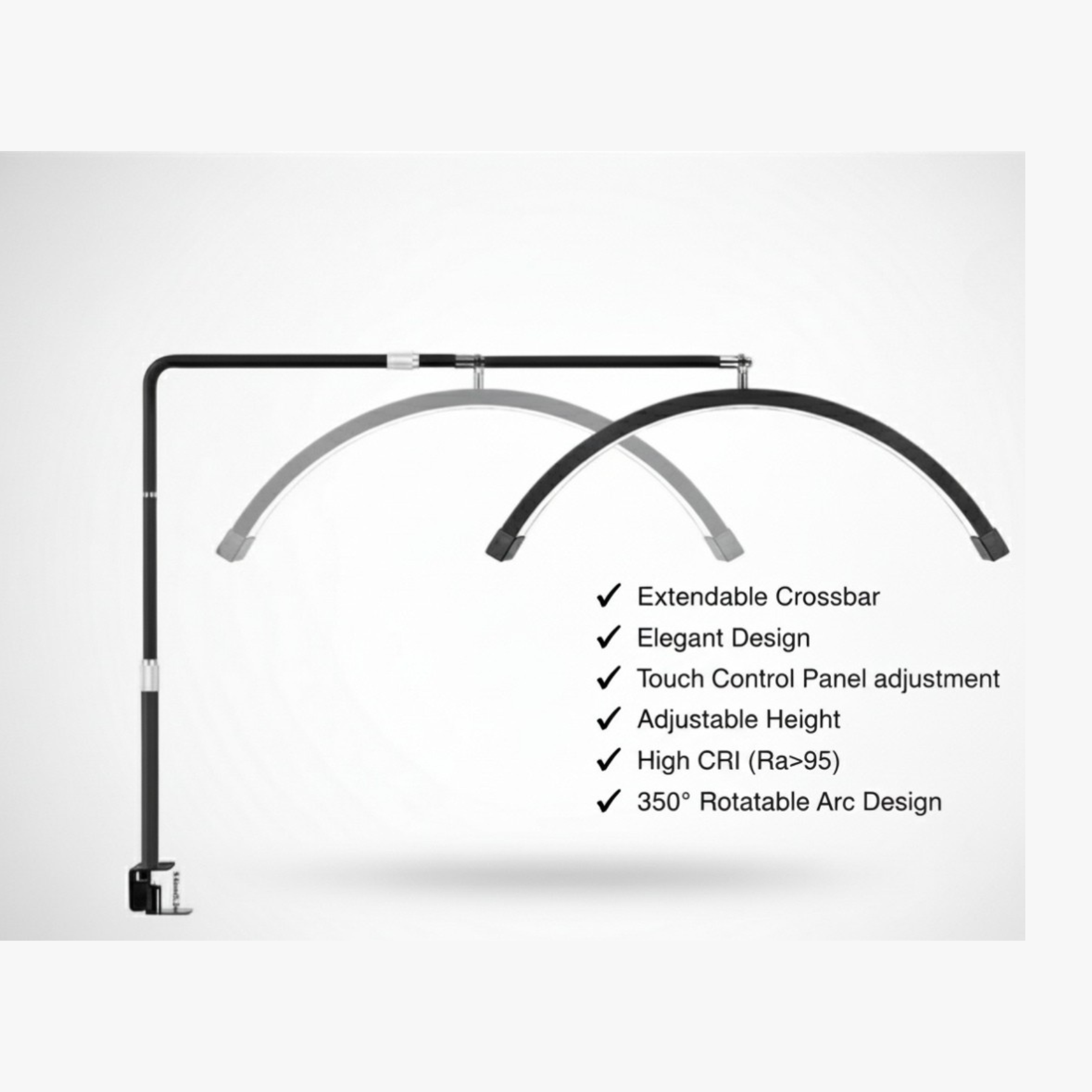 Half Moon Beauty Desk Nagellamp 25" - Klembevestiging, Uitschuifbaar