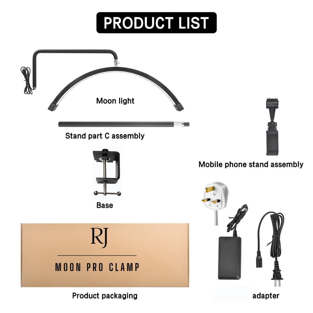 Half Moon Beauty Desk Nagellamp 25" - Klembevestiging, Uitschuifbaar