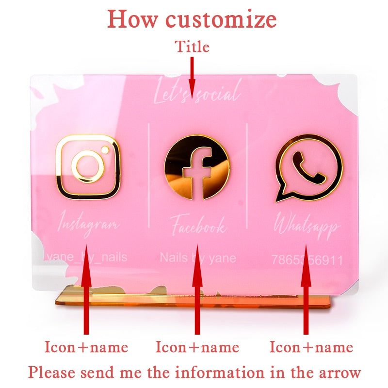 Aangepast Social Media-bord voor bedrijven - Drievoudig pictogram